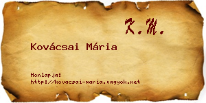 Kovácsai Mária névjegykártya