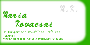 maria kovacsai business card